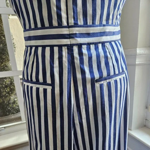 J.Crew nautical halter back striped jumpsuit size 6 - Picture 3 of 7